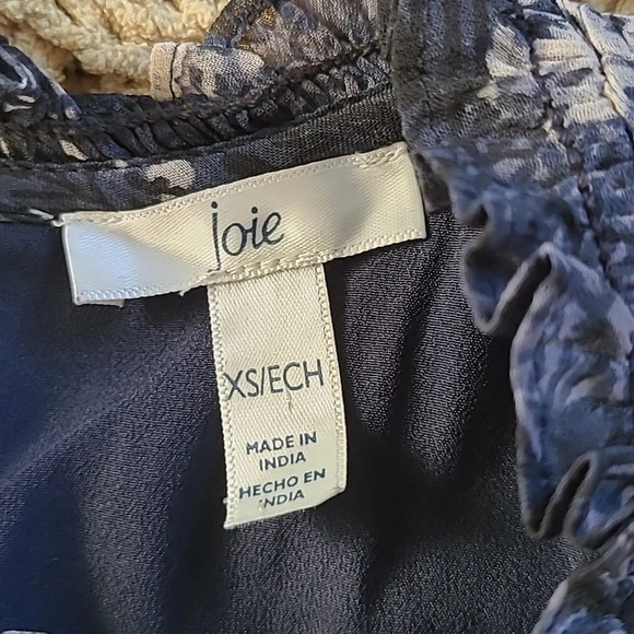 Joie Navy Baltic Print Chiffon Swing Dress - Size XS - Picture 6 of 9